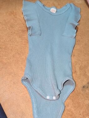 Baby Blue Ribbed Sleeveless Onesie Size 80